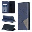 Rhombus Texture Horizontal Flip Magnetic Leather Case with Holder & Card Slots For Huawei P30(Blue) - 1