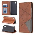 Rhombus Texture Horizontal Flip Magnetic Leather Case with Holder & Card Slots For Huawei Y5 (2019) / Honor 8S(Brown) - 1