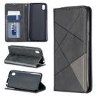 Rhombus Texture Horizontal Flip Magnetic Leather Case with Holder & Card Slots For Huawei Y5 (2019) / Honor 8S(Black) - 1