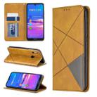 Rhombus Texture Horizontal Flip Magnetic Leather Case with Holder & Card Slots For Huawei Y6 (2019) / Honor Play 8A(Yellow) - 1