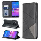 Rhombus Texture Horizontal Flip Magnetic Leather Case with Holder & Card Slots For Huawei Y6 (2019) / Honor Play 8A(Black) - 1