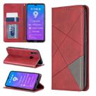 Rhombus Texture Horizontal Flip Magnetic Leather Case with Holder & Card Slots For Huawei Y7 (2019) / Y7 Prime (2019)(Red) - 1