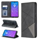 Rhombus Texture Horizontal Flip Magnetic Leather Case with Holder & Card Slots For Huawei Y7 (2019) / Y7 Prime (2019)(Black) - 1