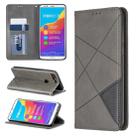 Rhombus Texture Horizontal Flip Magnetic Leather Case with Holder & Card Slots For Huawei Honor 7C / Y7 (2018)(Grey) - 1