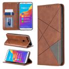 Rhombus Texture Horizontal Flip Magnetic Leather Case with Holder & Card Slots For Huawei Honor 7C / Y7 (2018)(Brown) - 1