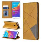 Rhombus Texture Horizontal Flip Magnetic Leather Case with Holder & Card Slots For Huawei Honor 7C / Y7 (2018)(Yellow) - 1