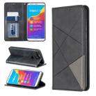 Rhombus Texture Horizontal Flip Magnetic Leather Case with Holder & Card Slots For Huawei Honor 7C / Y7 (2018)(Black) - 1