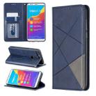 Rhombus Texture Horizontal Flip Magnetic Leather Case with Holder & Card Slots For Huawei Honor 7C / Y7 (2018)(Blue) - 1