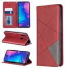 Rhombus Texture Horizontal Flip Magnetic Leather Case with Holder & Card Slots For Xiaomi Redmi Note 7(Red) - 1