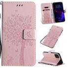 For iPhone 11 Tree & Cat Pattern Pressed Printing Horizontal Flip PU Leather Case with Holder & Card Slots & Wallet & Lanyard (Rose Gold) - 1