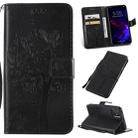 For iPhone 11 Tree & Cat Pattern Pressed Printing Horizontal Flip PU Leather Case with Holder & Card Slots & Wallet & Lanyard (Black) - 1