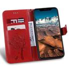 For iPhone 11 Pro Max Tree & Cat Pattern Pressed Printing Horizontal Flip PU Leather Case with Holder & Card Slots & Wallet & Lanyard (Red) - 4