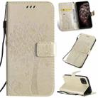 For iPhone 11 Pro Max Tree & Cat Pattern Pressed Printing Horizontal Flip PU Leather Case with Holder & Card Slots & Wallet & Lanyard (Gold) - 1