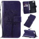 Tree & Cat Pattern Pressed Printing Horizontal Flip PU Leather Case with Holder & Card Slots & Wallet & Lanyard For OPPO A1K / C2(Purple) - 1