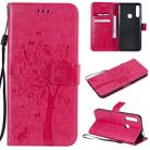 Tree & Cat Pattern Pressed Printing Horizontal Flip PU Leather Case with Holder & Card Slots & Wallet & Lanyard For Huawei P Smart Z / Y9 Prime 2019(Rose Red) - 1