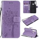 Tree & Cat Pattern Pressed Printing Horizontal Flip PU Leather Case with Holder & Card Slots & Wallet & Lanyard For Huawei P Smart Z / Y9 Prime 2019(Light Purple) - 1