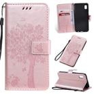 Tree & Cat Pattern Pressed Printing Horizontal Flip PU Leather Case with Holder & Card Slots & Wallet & Lanyard For Galaxy A10e(Rose Gold) - 1