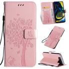 Tree & Cat Pattern Pressed Printing Horizontal Flip PU Leather Case with Holder & Card Slots & Wallet & Lanyard For Galaxy A80(Rose Gold) - 1