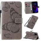 For iPhone 11 Pressed Printing Butterfly Pattern Horizontal Flip PU Leather Case with Holder & Card Slots & Wallet & Lanyard (Grey) - 1