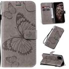 For iPhone 11 Pro Max Pressed Printing Butterfly Pattern Horizontal Flip PU Leather Case with Holder & Card Slots & Wallet & Lanyard (Grey) - 1