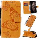 For iPhone 11 Pro Max Pressed Printing Butterfly Pattern Horizontal Flip PU Leather Case with Holder & Card Slots & Wallet & Lanyard (Yellow) - 1