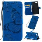 Pressed Printing Butterfly Pattern Horizontal Flip PU Leather Case with Holder & Card Slots & Wallet & Lanyard For OPPO A1K / C2(Blue) - 1