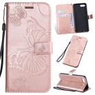 Pressed Printing Butterfly Pattern Horizontal Flip PU Leather Case with Holder & Card Slots & Wallet & Lanyard For OPPO A1K / C2(Rose Gold) - 1