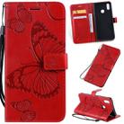 Pressed Printing Butterfly Pattern Horizontal Flip PU Leather Case with Holder & Card Slots & Wallet & Lanyard For Vivo Y93 / Y91 / Y95(Red) - 1