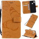 Pressed Printing Butterfly Pattern Horizontal Flip PU Leather Case with Holder & Card Slots & Wallet & Lanyard For Vivo Y93 / Y91 / Y95(Yellow) - 1