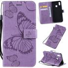 Pressed Printing Butterfly Pattern Horizontal Flip PU Leather Case with Holder & Card Slots & Wallet & Lanyard For Vivo Y93 / Y91 / Y95(Purple) - 1