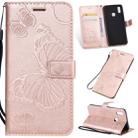 Pressed Printing Butterfly Pattern Horizontal Flip PU Leather Case with Holder & Card Slots & Wallet & Lanyard For Vivo Y93 / Y91 / Y95(Rose Gold) - 1