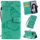 Pressed Printing Butterfly Pattern Horizontal Flip PU Leather Case with Holder & Card Slots & Wallet & Lanyard For Huawei P20 Lite 2019 / Nova 5i(Green) - 1