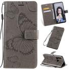 Pressed Printing Butterfly Pattern Horizontal Flip PU Leather Case with Holder & Card Slots & Wallet & Lanyard For Huawei P20 Lite 2019 / Nova 5i(Grey) - 1
