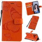 Pressed Printing Butterfly Pattern Horizontal Flip PU Leather Case with Holder & Card Slots & Wallet & Lanyard For Huawei P20 Lite 2019 / Nova 5i(Orange) - 1