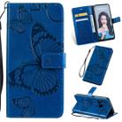 Pressed Printing Butterfly Pattern Horizontal Flip PU Leather Case with Holder & Card Slots & Wallet & Lanyard For Huawei P20 Lite 2019 / Nova 5i(Blue) - 1