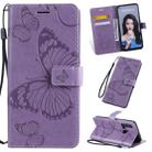 Pressed Printing Butterfly Pattern Horizontal Flip PU Leather Case with Holder & Card Slots & Wallet & Lanyard For Huawei P20 Lite 2019 / Nova 5i(Purple) - 1