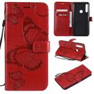 Pressed Printing Butterfly Pattern Horizontal Flip PU Leather Case with Holder & Card Slots & Wallet & Lanyard For Huawei P Smart Z / Y9 Prime 2019(Red) - 1