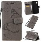 Pressed Printing Butterfly Pattern Horizontal Flip PU Leather Case with Holder & Card Slots & Wallet & Lanyard For Galaxy A80(Grey) - 1