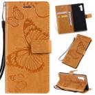 Pressed Printing Butterfly Pattern Horizontal Flip PU Leather Case with Holder & Card Slots & Wallet & Lanyard For Galaxy Note 10(Yellow) - 1