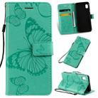 Pressed Printing Butterfly Pattern Horizontal Flip PU Leather Case with Holder & Card Slots & Wallet & Lanyard For Galaxy A10e(Green) - 1