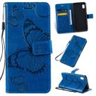 Pressed Printing Butterfly Pattern Horizontal Flip PU Leather Case with Holder & Card Slots & Wallet & Lanyard For Galaxy A10e(Blue) - 1