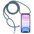 Four-Corner Anti-Fall Transparent TPU Mobile Phone Case With Lanyard for iPhone 11(Green White Blue) - 1