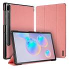 DUX DUCIS Domo Series Horizontal Flip Magnetic PU Leather Case with Three-folding Holder & Sleep / Wake-up Function for Galaxy Tab S6 / T860(Pink) - 1