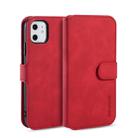 DG.MING Retro Oil Side Horizontal Flip Case with Holder & Card Slots & Wallet for iPhone 11(Red) - 1