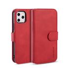 DG.MING Retro Oil Side Horizontal Flip Case with Holder & Card Slots & Wallet for iPhone 11 Pro Max(Red) - 1