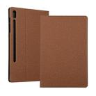 Voltage Stretch Fabric Texture Horizontal Flip Leather Case for Galaxy Tab S6 T860, with Holder(Brown) - 1