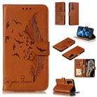 Feather Pattern Litchi Texture Horizontal Flip Leather Case with Wallet & Holder & Card Slots For Huawei Honor 20 Pro(Brown) - 1