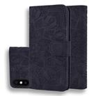 For iPhone X / XS Calf Pattern Double Folding Design Embossed Leather Case with Wallet & Holder & Card Slots(Black) - 1