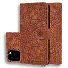 For iPhone 11 Pro Calf Pattern Double Folding Design Embossed Leather Case with Wallet & Holder & Card Slots  (5.8 inch)(Brown) - 1