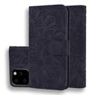 For iPhone 11 Pro Max Calf Pattern Double Folding Design Embossed Leather Case with Wallet & Holder & Card Slots  (6.5 inch)(Black) - 1